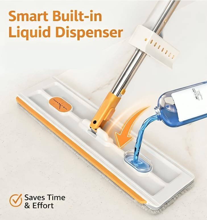 Image of JAPERO Flat Mop for Floor Cleaning with 3 Refill Pads, Microfibre Mop for Home with 360 Swivel Head, Hands-Free Slider Squeeze, Bucket-Less Design, Wet & Dry Floor Cleaning Mop