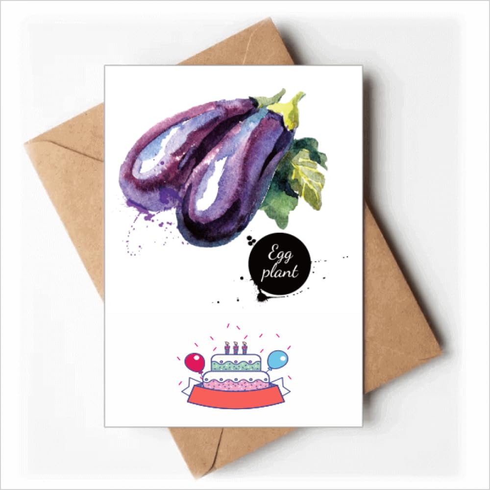Amazon | 茄子と野菜のおいしい健康的な水彩画 誕生日おめでとうカード