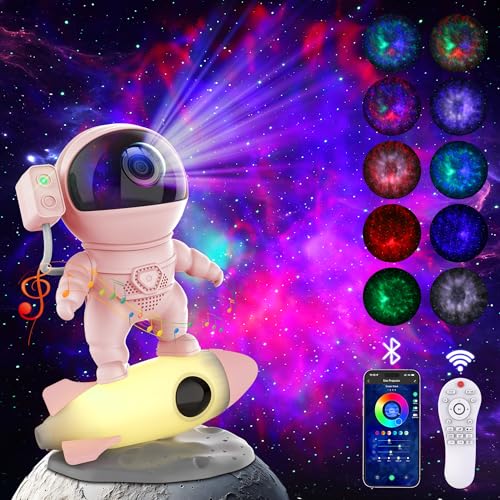 FlyEagle Galaxy Projector – Astronaut Night Light, Pink