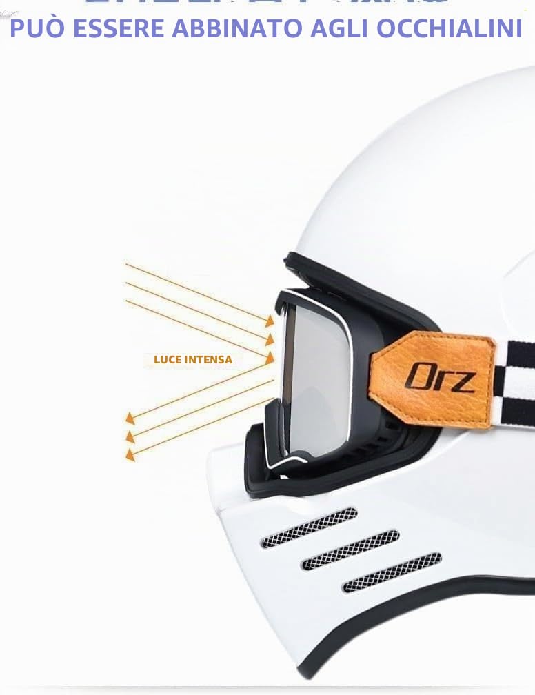 Casco moto integrale Casco moto integrale vintage Casco moto scooter Retro Classic Crash Racing Rally Touring Casco omologato ECE E,M55-56CM
