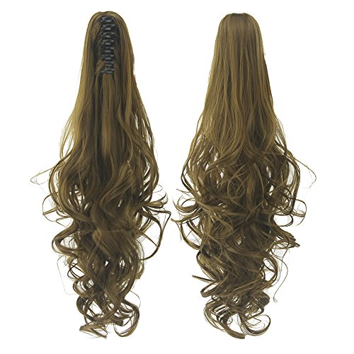 Prettybuy Women's Claw Clip on Ponytail Hair Extension Long Wavy Curly Synthetic Hairpiece Fiber Natural,6