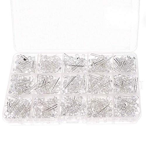 Bestgle 750Pcs (5 Couleurs x 150 Pcs) Ultra Lumineux 3mm LED Diode Électroluminescente Kit Assorti pour Arduino DIY Indicateur Lampe Éclairage Ampoule Électronique Composants Pièces Ensemble Cover
