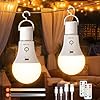 Ketom Lot de 2 Ampoules Rechargeables avec Télécommande, Ampoule Sans Fil E27, 3 Températures de Couleur, 7W Dimmable, Touch Control, Ampoule LED Rechargeable USB Avec Minuterie