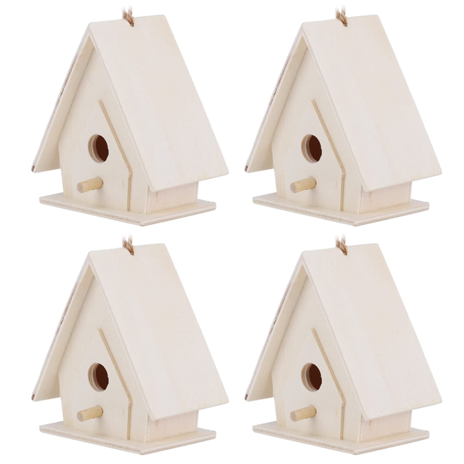 4Pcs Wooden Bird House, Crafting Birdhouse, Outside Bird Houses, Handmade Bird House for Outside Winter Use