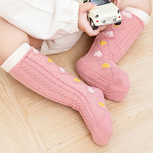 Toddler Knee High Socks Baby Girl Socks Little Girls Cable Knit Cotton Warm Cute Mid-Calf Length Winter Stockings2