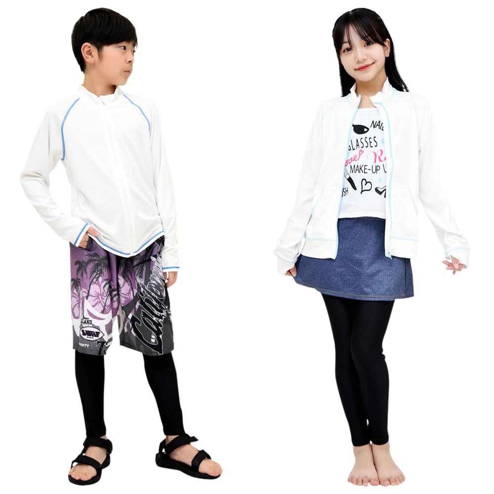 [AQUAFAIRY アクアフェアリー] ラッシュガード レギンス キッズ ユニセックス 子供 男の子 女の子 スイムレギンス スパッツ タイツ UPF50 UVカット 水陸両用 4WAY 水着 ストレッチ NS1400 - 2