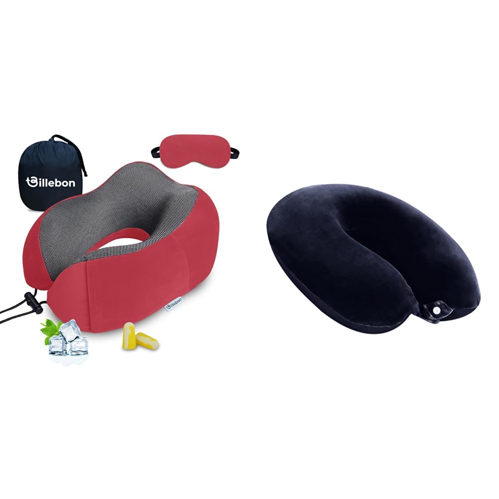 Neck Pillow for Travel – Cool-Gel Infused Memory Foam Support, U-Shape Ergonomic Design, + Cool Gel Infused Memory Foam Travel Neck Pillow with Magnetic Fabric Luxury Neck Support-image-42