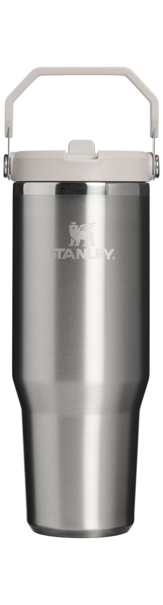 STANLEY IceFlow 2.0 Flip Straw Tumbler, 30 oz, Stainless Steel Ash | Easy Carry Handle | Twist On Lid and Flip Up Straw | Leak Resistant Water Bottle | Insulated Stainless Steel | BPA-Free