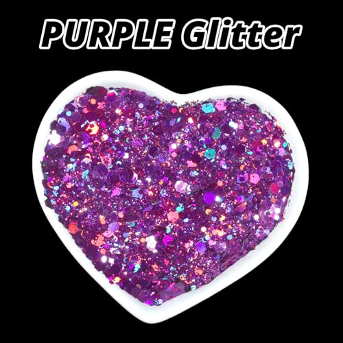 image for HTVRONT Holographic Purple Glitter - 100g/3.53oz Chunky Glitter for Cr