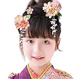 [OTAKUMARKET] 髪飾り 浴衣 七五三 成人式 髪 飾り 女の子 花 袴 着物 振袖 和装 卒業式 結婚式 髪留め 子供かんざし 和風 高級造花 ヘアアクセサリー 3タイプ 3カラー (Cタイプ3点組み ピンク)