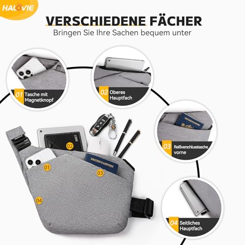 Image of HALOVIE Anti Theft Bag Travel Slim Bags RFID Blocking Backpack Sling Bag Crossbody Purse for Women Men