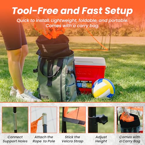 LBH® - Volleyball net for Backyard, Volleyball Training Equipment Outdoor & Indoor, Volleyball Practice Net, Trainer Equipment for Kids and Adult, Hitting Trainer nets rebounder - Image 6
