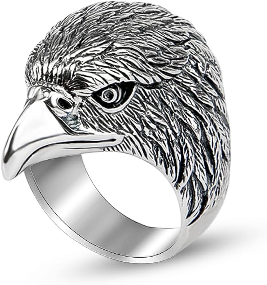 JadeAngel Eagle Ring, 925 Sterling Silver Eagle Rings for Men Gift