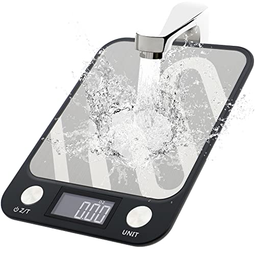 Impolio PREMIUM digitale Küchenwaage 1 g - 5000 g | HD LCD Display | g / kg / oz / lb / tl | tara Funktion | Messung von Wasser(ml) und Milch(ml) | Edelstahl | touch Knöpfe | hochpräzise Cover