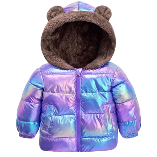 ADUKIDE Toddler Puffer Jacket with Bear Ear Kids Boys Hooded Fleece Coat Size 6M-5T