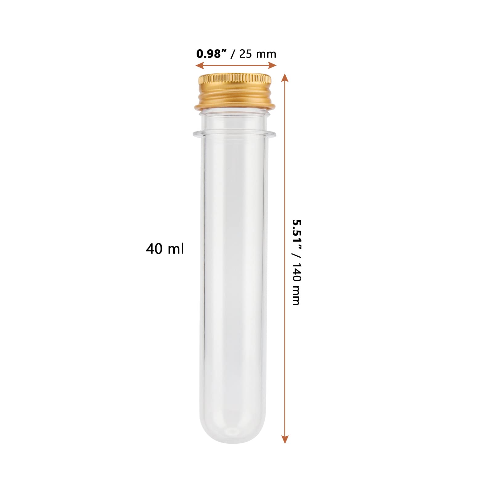 LEXININ 60 provette trasparenti da 40 ml, provette in plastica trasparente con tappi a vite dorati, tubi di plastica per decorazioni artigianali e matrimoni