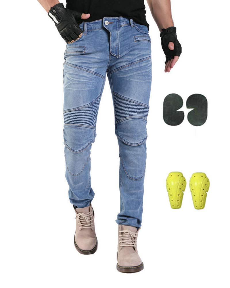 Męskie wyposażenie motocyklowe motocyklisty Denim spodnie dżinsowe Horn Cargo, niebieskie, 2XL