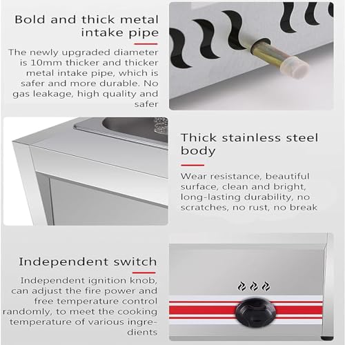 30L Gas-Fettfritteuse, Edelstahl, Fritteuse für Zuhause und Gewerbe, einstellbare Feuerkraft, mit Gewürzregal und Soßenflaschen, Restaurant-Gasfritteuse – Bild 5