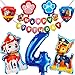 Globos de papel de aluminio para perros de La Patrulla Canina, Dog Foil Globos, globos de la Patrulla Canina, globos de Happy Birthday decoración para niños, con Numero 4 globos, 9 unidades