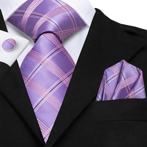 Image of Hi-Tie Mens 70inches Tie Set Extra Long Necktie for Men Cufflinks Handkerchief Big Tall Men Business Wedding
