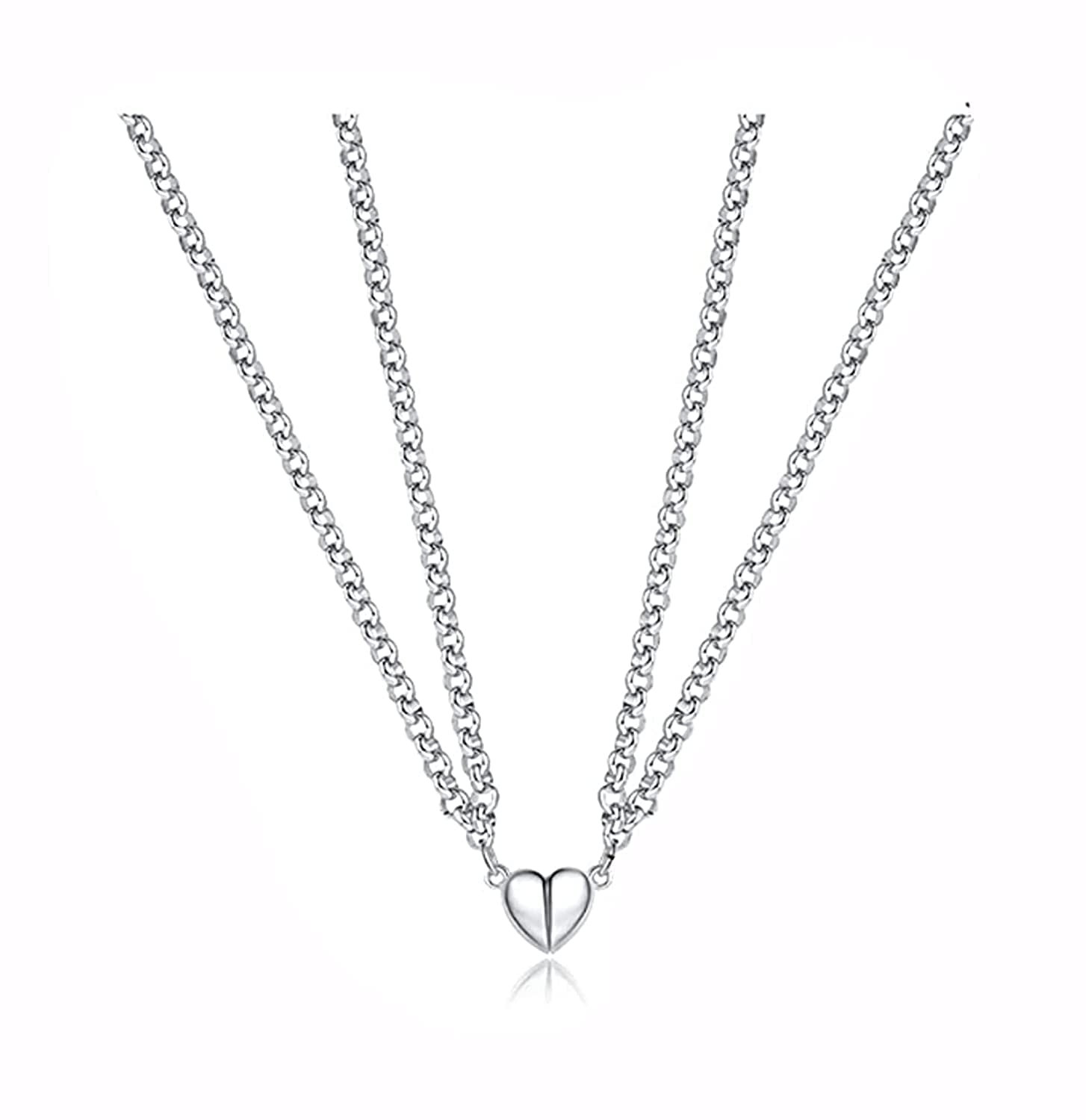 BEAUTIVIA Womens Couples And Best Friends Magnetic Heart Necklace Set In Silver, Magnetic Half Heart Necklaces Stainless Steel (B09PVHBMS6) Amazon Price History, Amazon Price Tracker