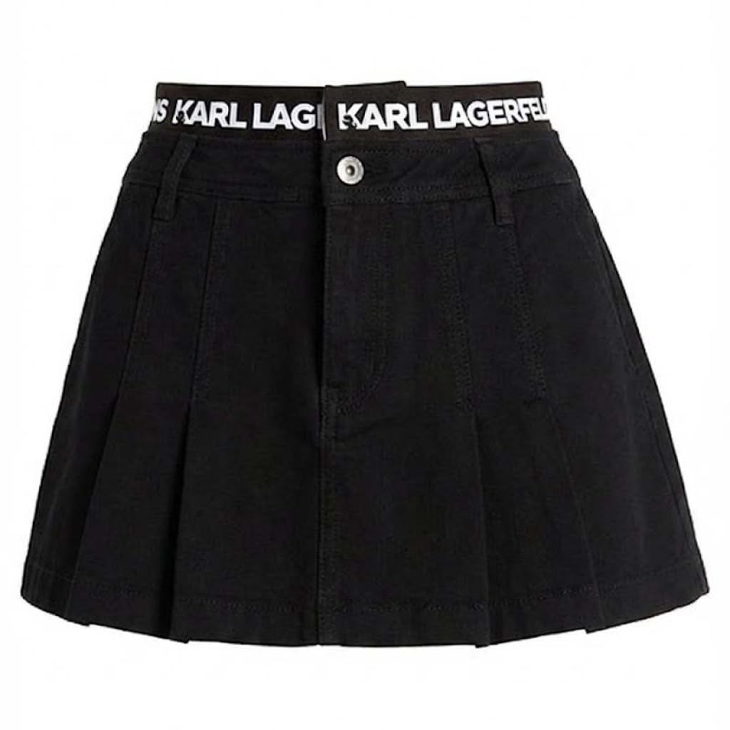 KARL LAGERFELD JEANS Donne Pleated Logo Skirt Nero S