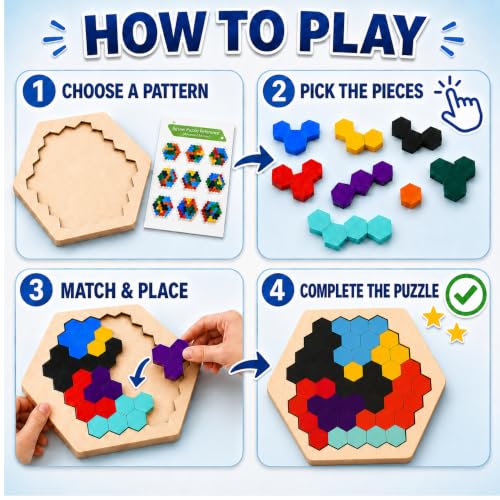 Image of GRAPHENE Wooden Block Puzzle Board Game for Kids Adults 3-10 Years Intelligence Brain Teaser Jigsaw Puzzle Educational Learning Toy Travel Memory Stress Relief Game Gift for Boys & Girls Age