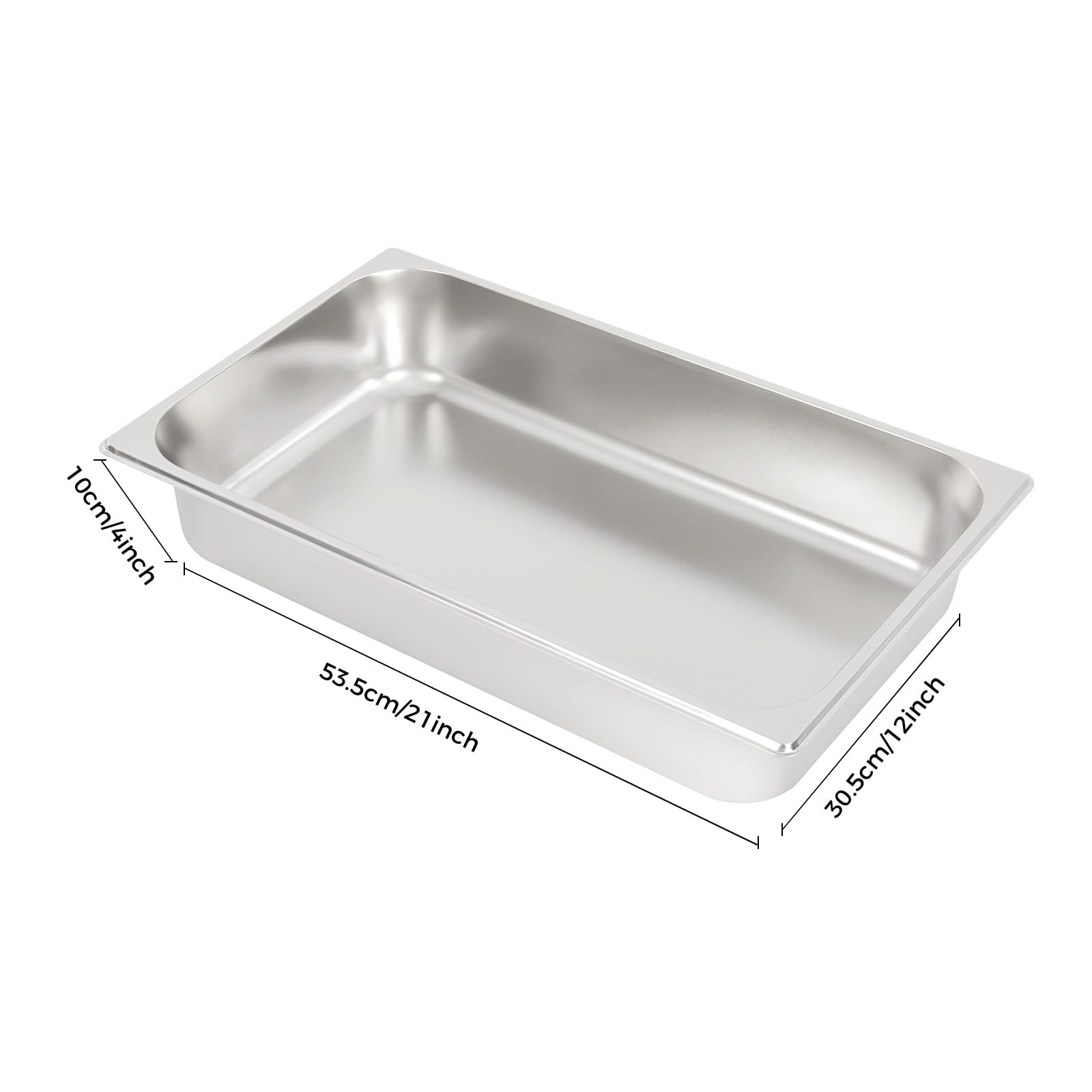 Set di 4 contenitori GN in acciaio inox con coperchio, 9 l, 53,5 × 32,5 ×