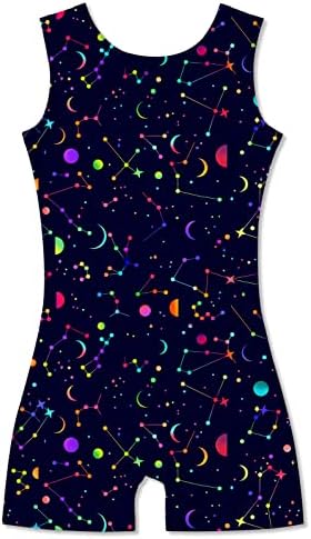 uideazone Toddlers Girls Gymnastics Leotards Kids Constellation Sparkle Ballet Dance One-piece Athletic Bodysuit