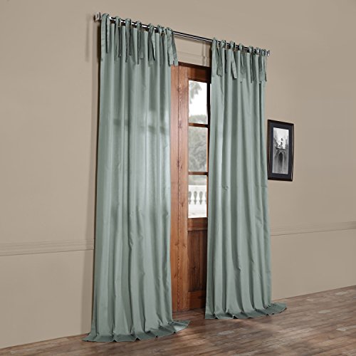 Image of HPD Half Price Drapes Solid Tie Top Cotton Curtains 108 Inches Long (1 Panel) Luxury Light Filtering Curtains for Living Room, Modern Semi Sheer Curtain for Bedroom, 50W X 108L, Jasper Stone