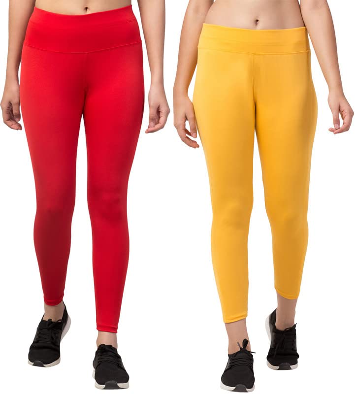 Image of BLUECON Gym wear Leggings Ankle Length Workout Pants | Stretchable Tights | Mid Waist Sports Fitness Yoga Track Pants for Girls & Women (Pack of 2)