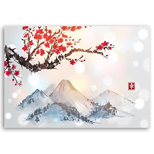 Image moderne tableau deco mural salle de sejour Kanji rouge - 2