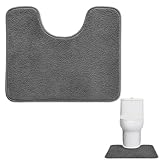 KUBDPQOR Rutschfester WC-Vorleger U-Form, Waschbarer WC-Teppich aus weicher Mikrofaser, Hochsaugfähig und schnelltrocknend, Grau, Für Badezimmer, Toilette und Gäste-WC geeignet