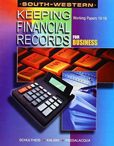 Keeping Financial Records for Business - Working Papers: Chapters 10-16