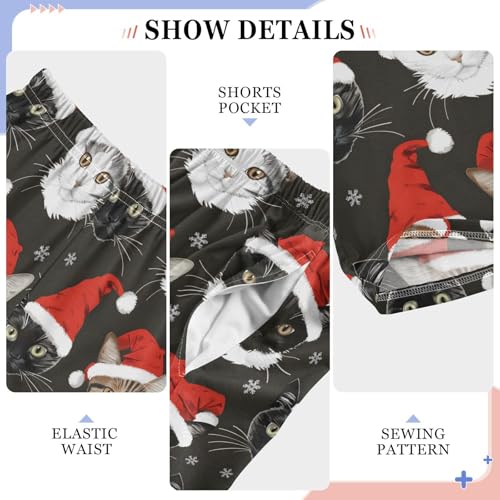 Christmas Pajama Pants Christmas Cat Black Background Long Sleep Pants Lounge Bottoms 5
