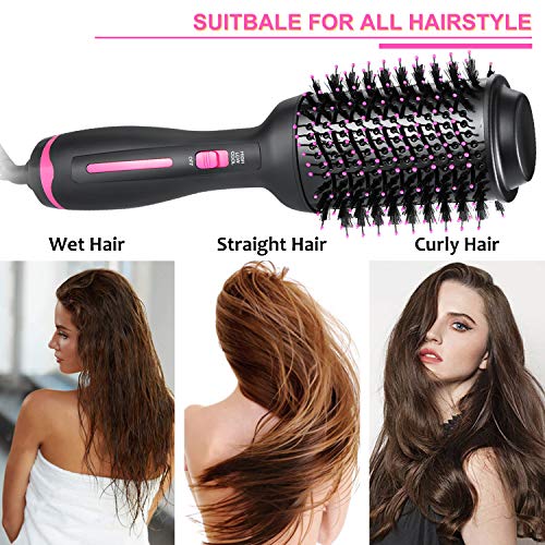 Hair Dryer Brush, Hot Air Brush, Hair Styler for Drying & Straightening & Curling, 3 in 1 Pink Lighter Styler, Hair Dryer & Volumizer - Thumbnail 7