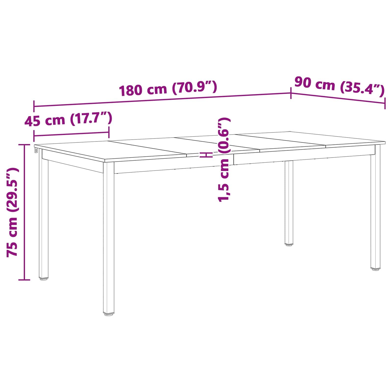 vidaXL Eettafel Naturel 180 x 90 x 75 cm Massief grenenhout
