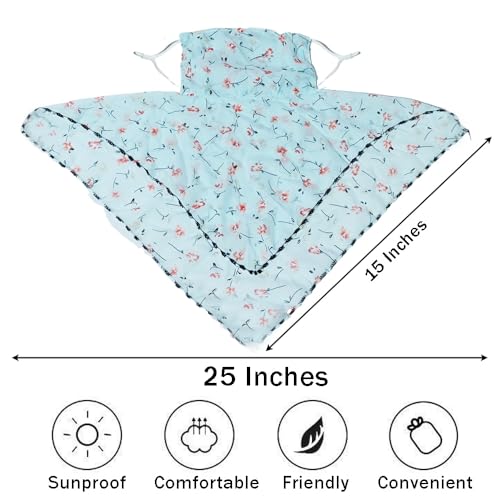 OULIGET Womens Sun Protection Floral Scarf,Adjustable Protection Face Chiffon Print Mask,Ice Silk Neck Protector Bandana (Blue)