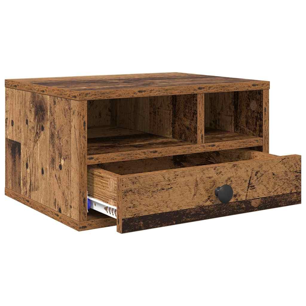 Druckerständer aus Holzwerkstoff mit Schublade, 40 x 32 x 24 cm, modernes Design für Büroorganisation und Stauraum