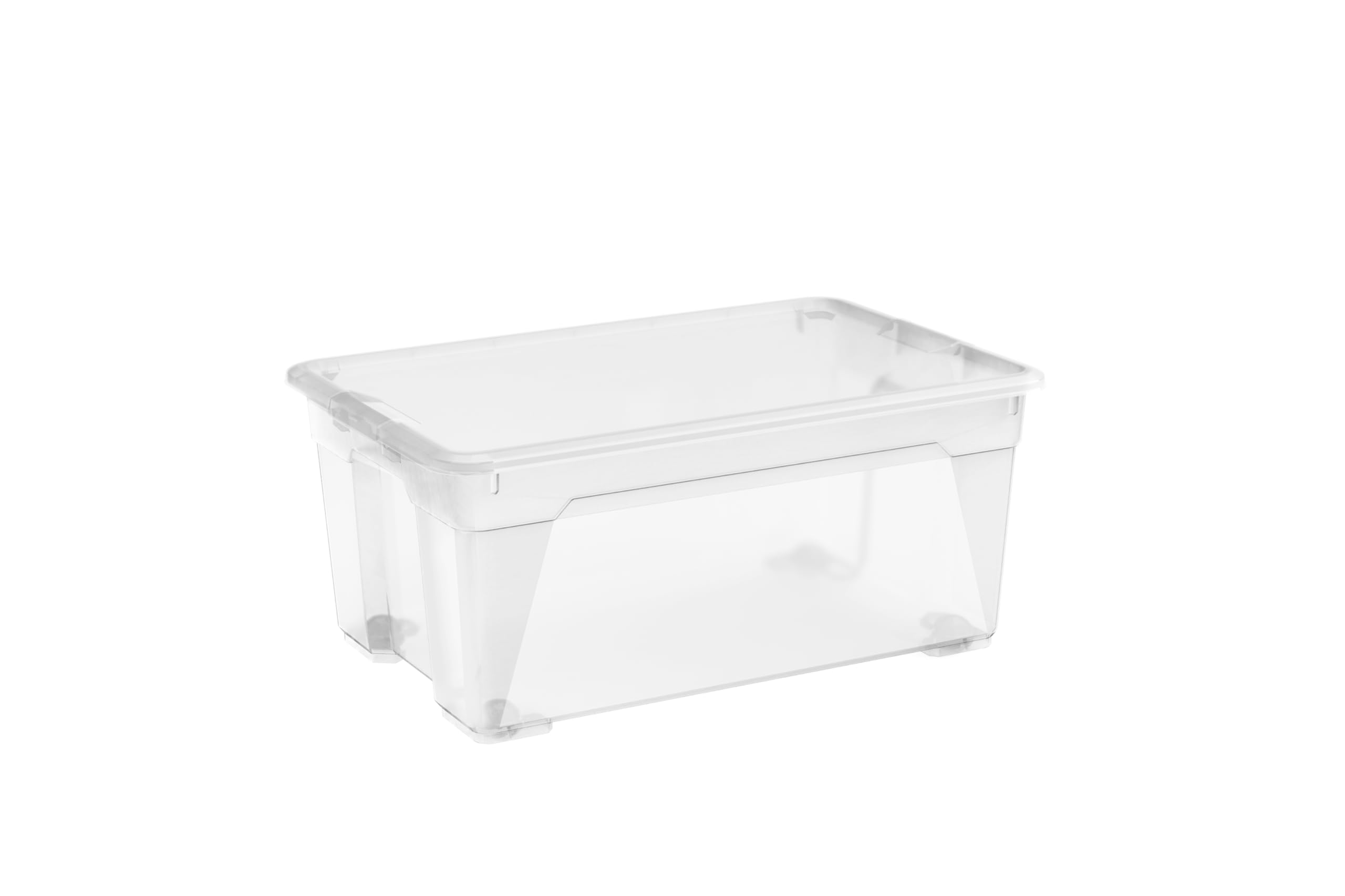 Keter Set di 5 Contenitori in Plastica con Coperchio R Box L, Trasparenti, Dotati di ruote, Ideali per Vestiti e come Portaoggetti, Adatti per Armadi e Garage, 45 L, 56,5x38x26H cm