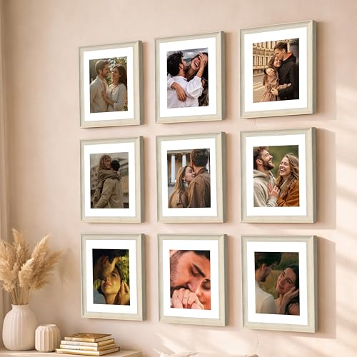 Image of Art Street Wooden Photo Frame for living room, Aesthetic Cave Design Photo Frames for Photograph, Art Work, Certificates Set of 9 (11x14 Inch, White)