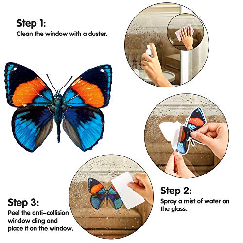 Image of Outus 40 Pieces Butterfly Window Stickers for Glass Butterfly Window Clings Anti-Collision Windows Decals Spring Decor to Prevent People and Bird Strikes on Windows Glass Stickers Door Decals Decor