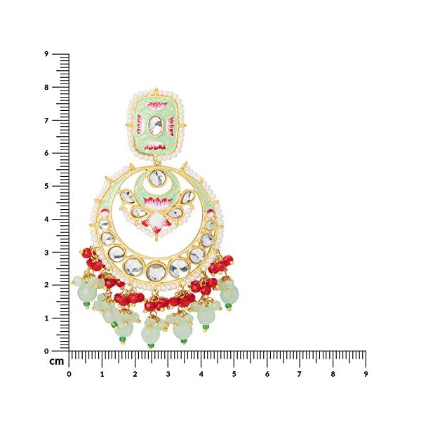 Peora Traditional Imitation Gold Plated Brass Kundan Stone Earrings For Women's & Girls - Image 6