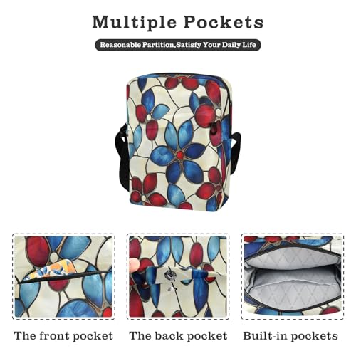 Red Blur Florals men's messenger bag Shoulder Bag For Woman Woman Handbag Shoulder Strap Adjustable Strap for Outdoor Daily Casual2