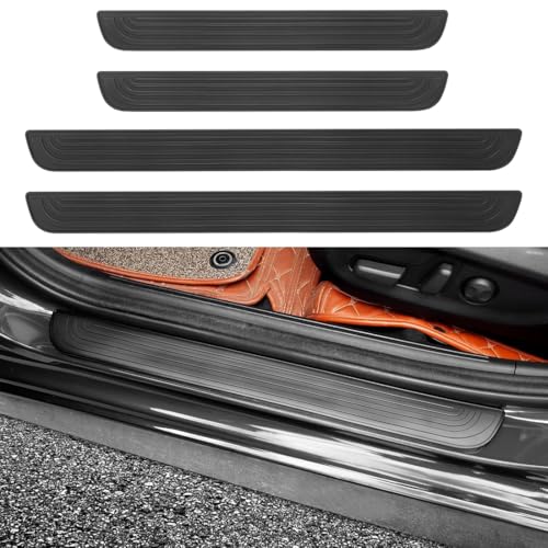 4 Piezas Protectores Umbral Puerta Coche,Protector de Alféizar de Puerta Coche,AntiarañAzos Puerta Estribos Coche,Protección Universal para el umbral de la Puerta del Coche (Negro)