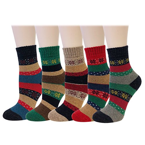 Image of Bowbear Women's 5-Pair Vintage Pattern Wool Socks