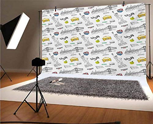 USA 10x6.5 FT Vinyl Photography Background Backdrops,Statue of Liberty New York City Hotdog