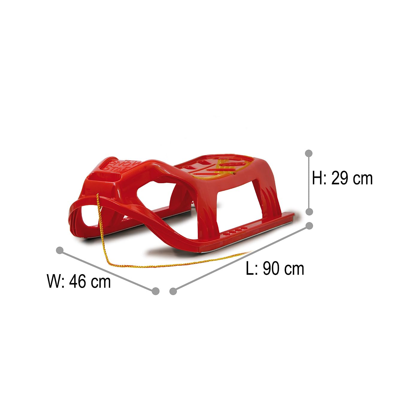 JAMARA Luge 461120 Play Snow-Star - Patins en métal - Corde avec poignée - en Plastique résistant aux Chocs - Rouge