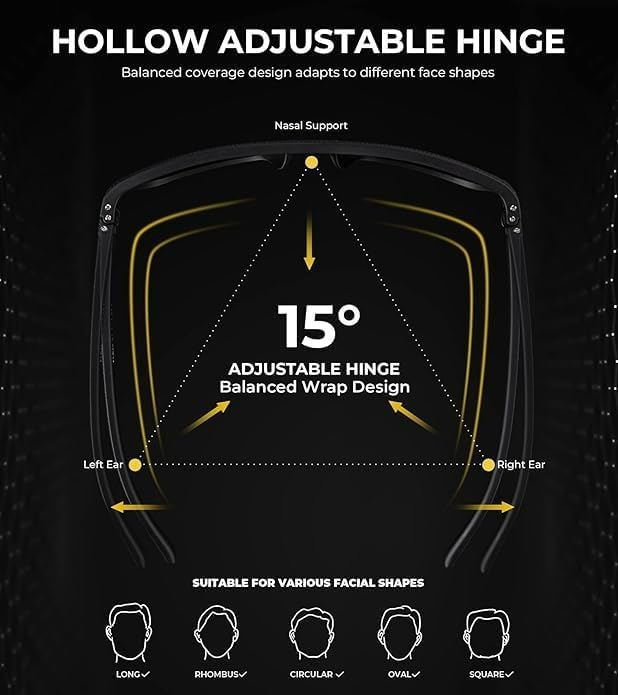 Image of Square Polarized Sunglasses for Men Sports Style Driving Travel Sun Glasses Lightweight Frame UV Protection Anti Glare Mirrored Goggles