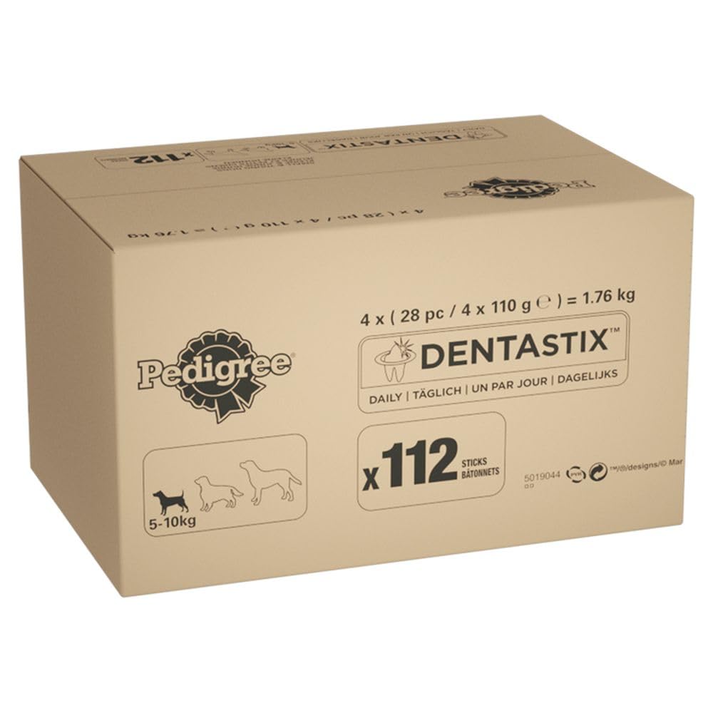 Pedigree DentaStix, Functional Snacks, Daily Dental Chews for Small Dogs (5 -10 kg), Megapack of 16 x 7 (112 Sticks)